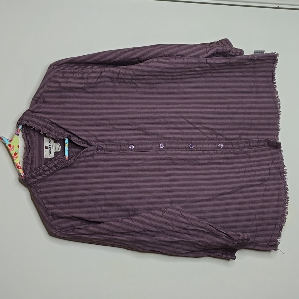 Woolrich Button Down Collarless Blouse Size L - image 1